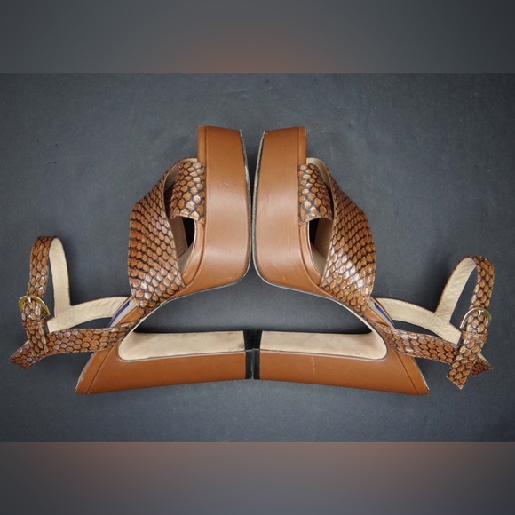 Stuart Weitzman JONI Snake-effect Platform Sandals Size 8 - Picture 8 of 10